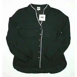 NEW! Anne Klein Women's XS Long Sleeve Combo Button Down Blouse NWT $89